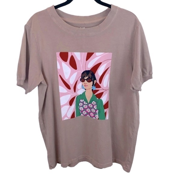 Bijou Karman x Target NWT Collab Graphic Art to Wear Tan Pink T-Shirt sz XL - Picture 1 of 8